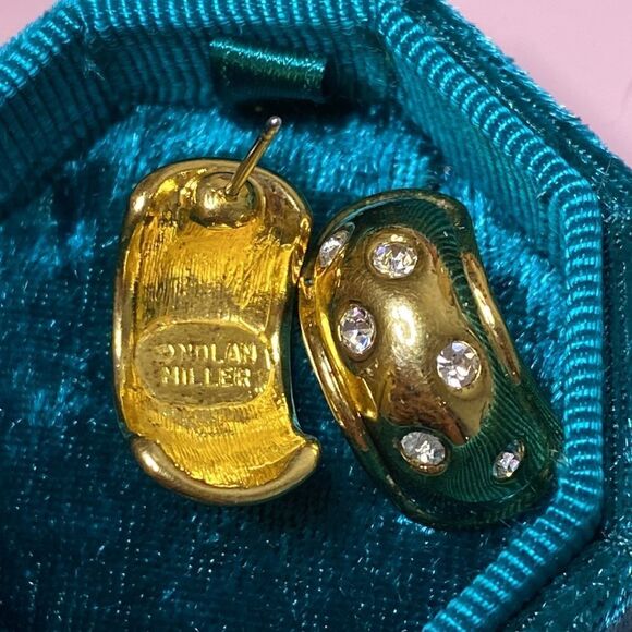 💛 Vintage Nolan Miller Gold Celestial Crystal Earrings - Picture 4 of 5